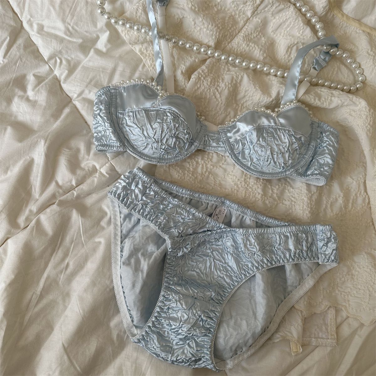 Retro French Pearl Embroidered Underwire Bra