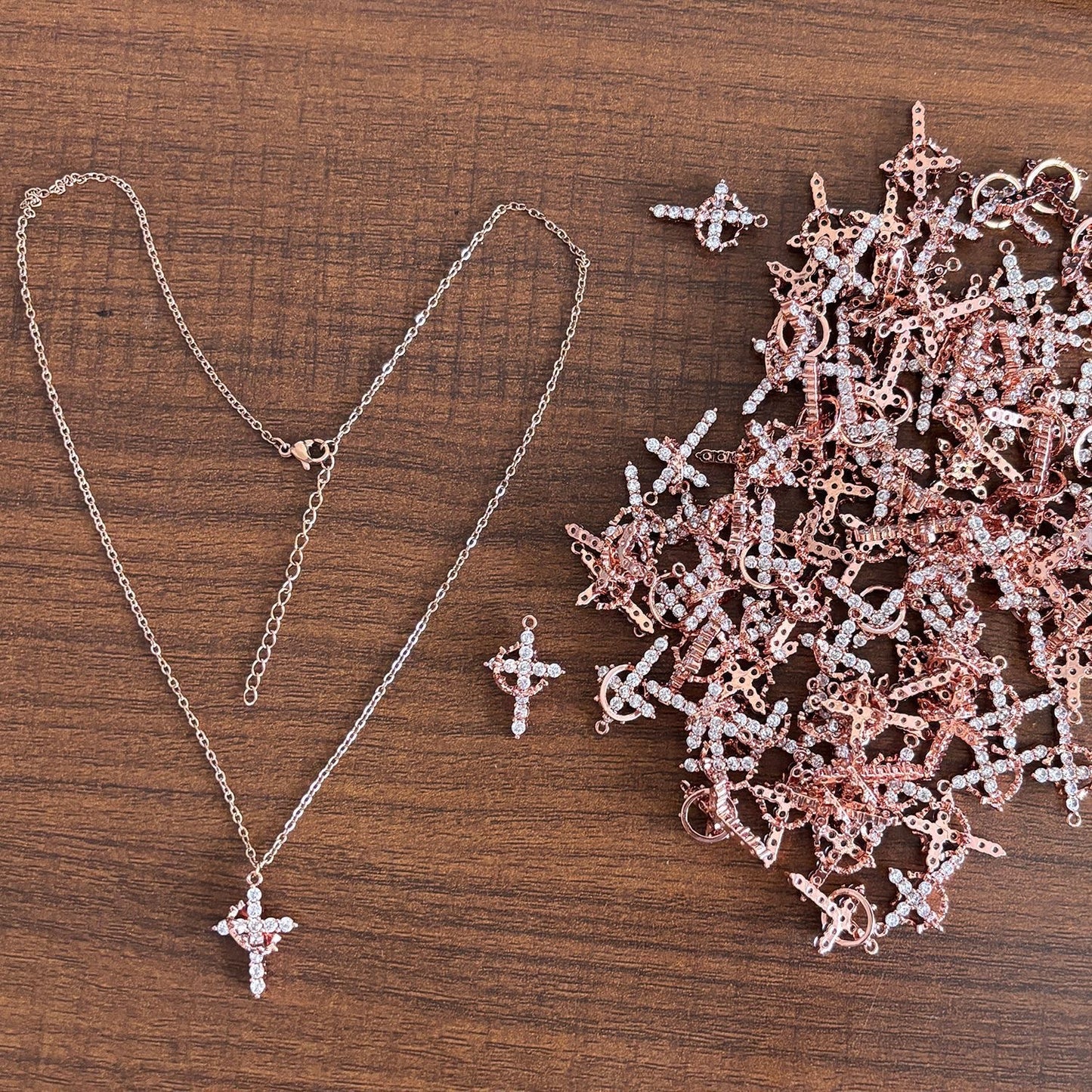 Sterling silver full diamond cross necklace