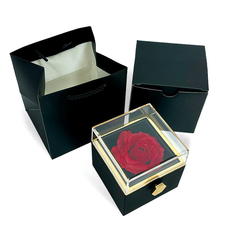 Rotating Rose Flower Jewelry Box