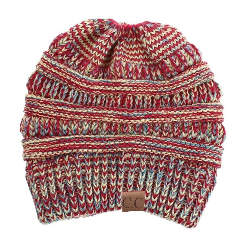 Ponytail Patch Knitted Winter Hat