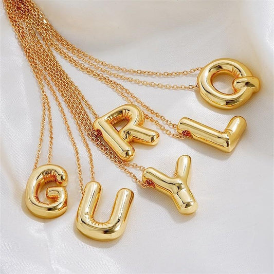 26 English Bubble Glossy Letter Necklace