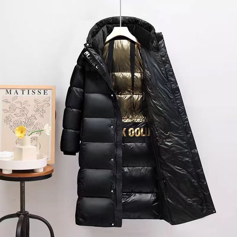 Black Gold Hooded Down Jacket for Men and Women