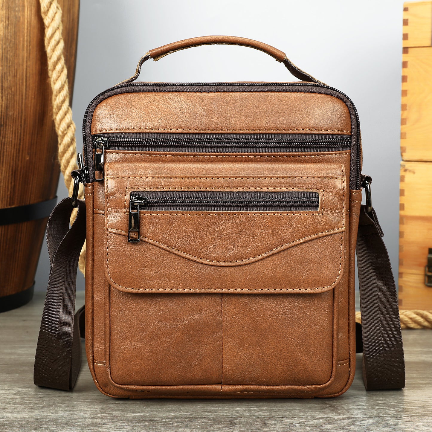 Men's Genuine Leather Shoulder Bag