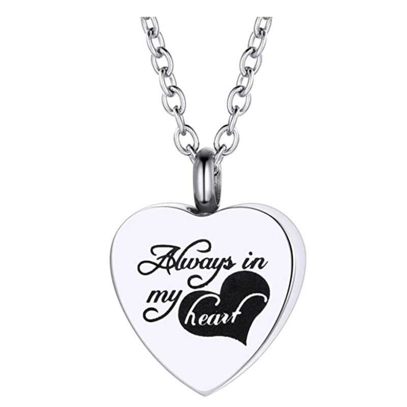 Stainless Steel Heart-shaped Ashes Pendant Necklace