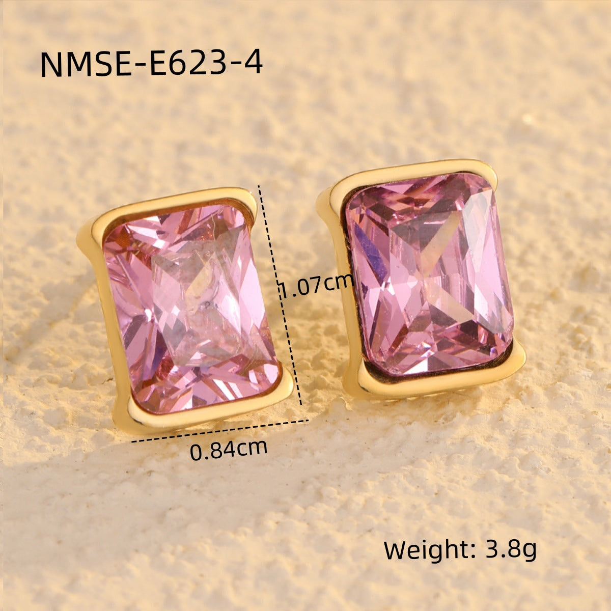 Niche Simple Titanium Steel Square Zircon Earrings Cross-Border Popular Same Style Ladies Non-Fading Stainless Steel Earrings Earrings