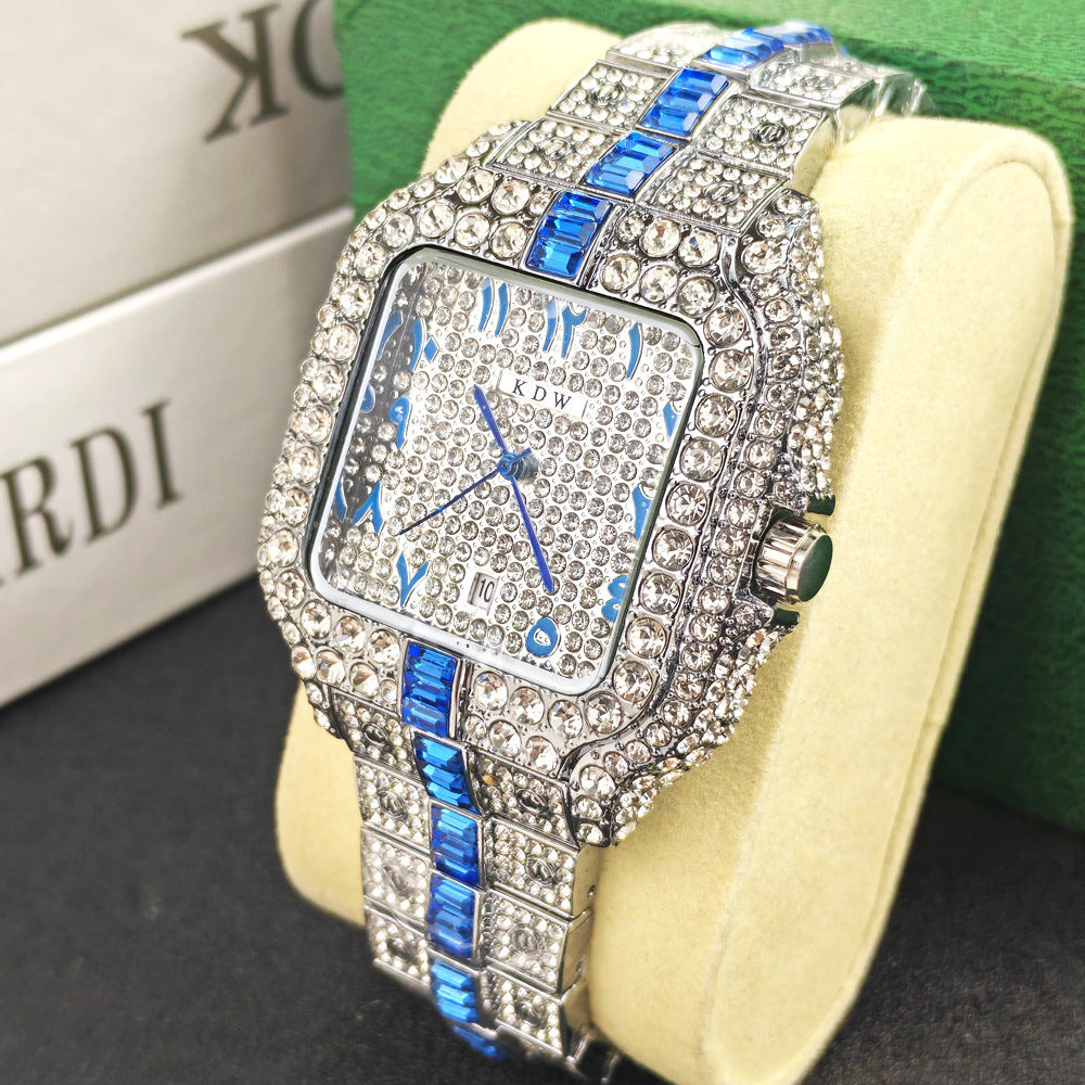 Fashion Square Diamond Quartz Watch for Men