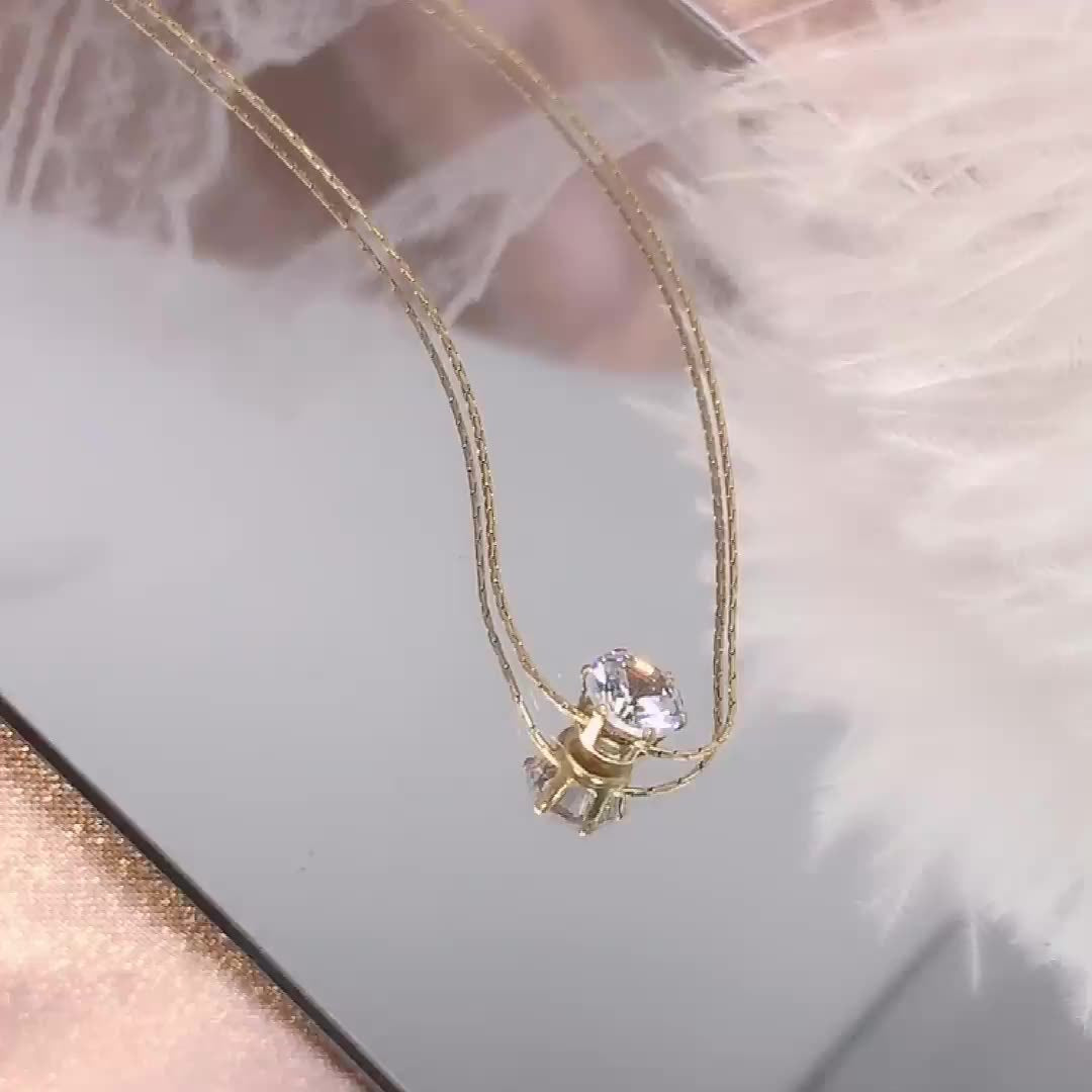 Mini Zircon Pendant Necklace Geometric Light Luxury Women