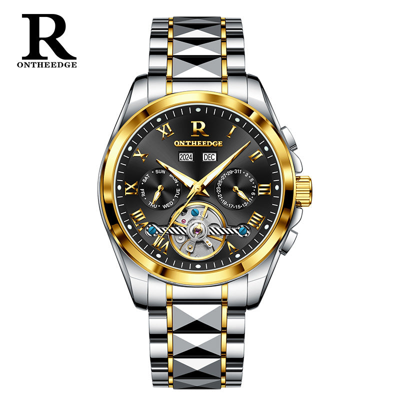 Men's Automatic Skeleton Mechanical Watch with Waterproof Feature