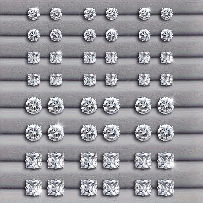 Geometric Rhinestone Earrings Set