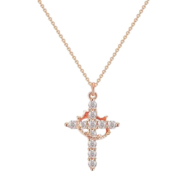 Crown Cross Pendant Necklace