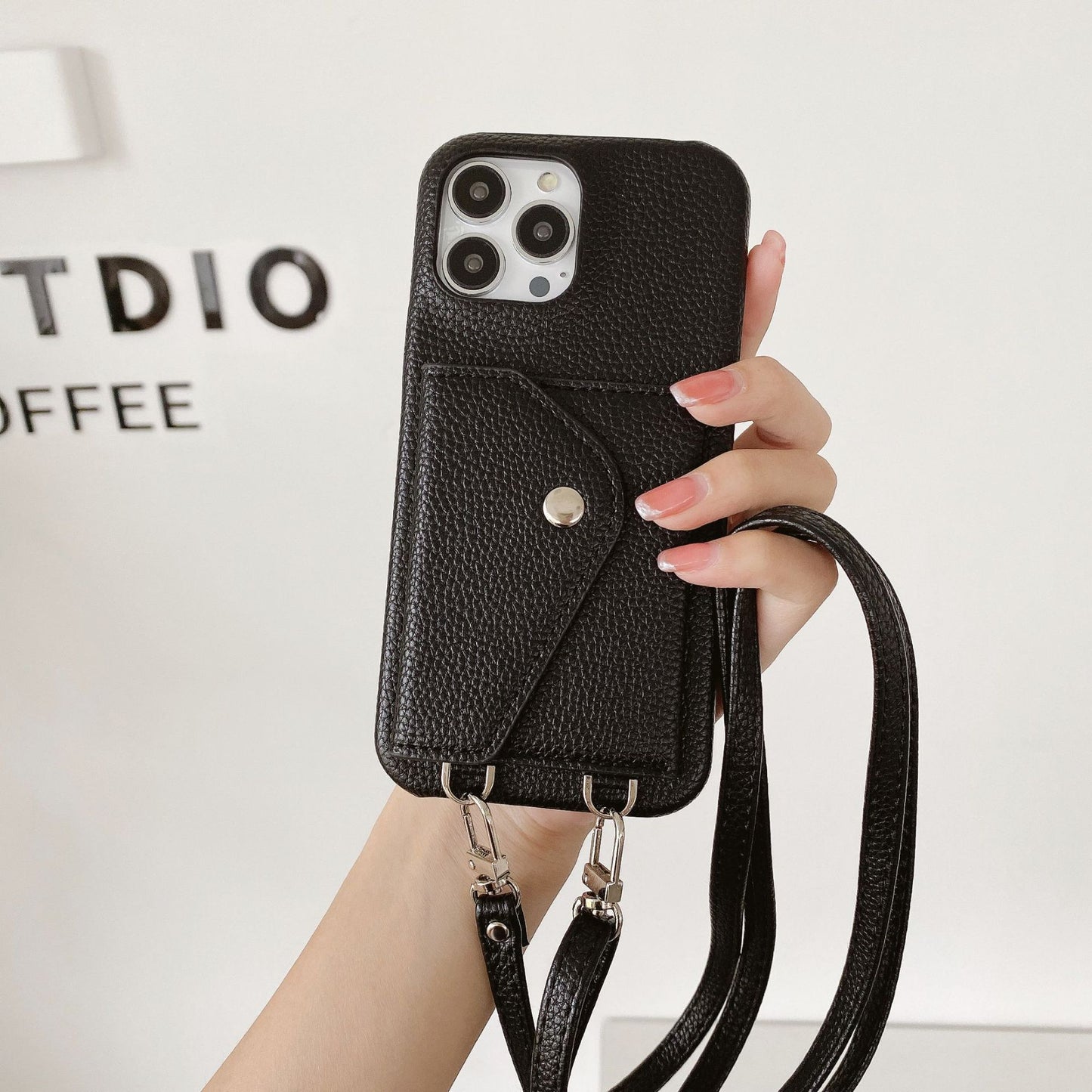 Litchi - grain Card - holder Phone Case