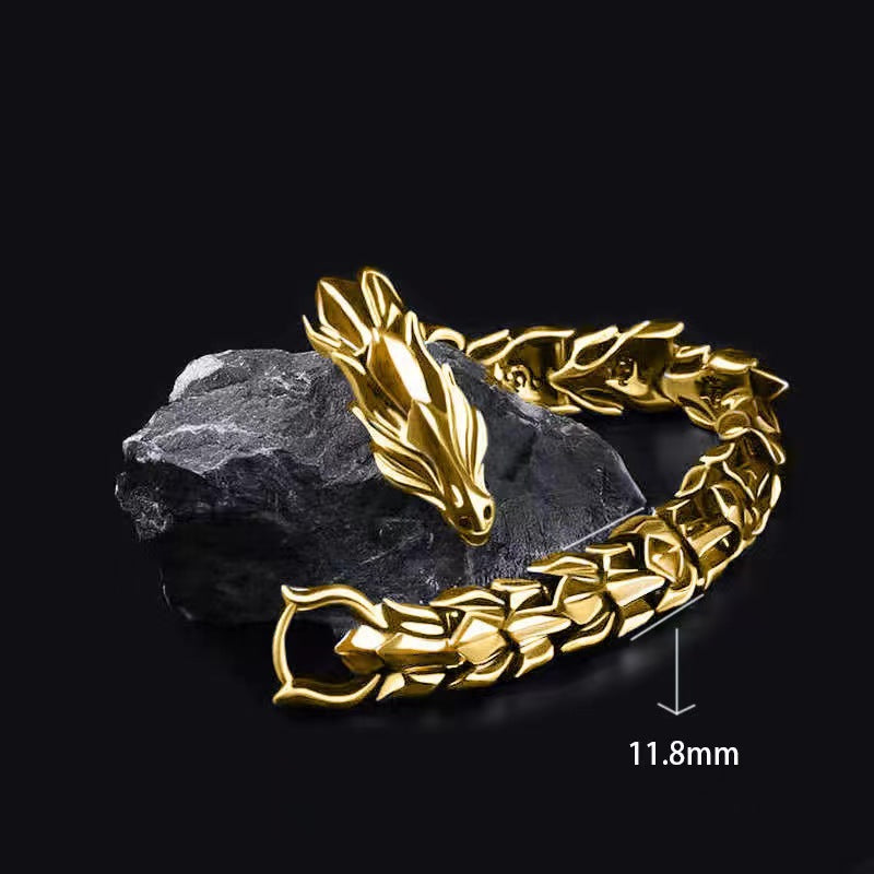 Retro Distressed Dragon Alloy Bracelet