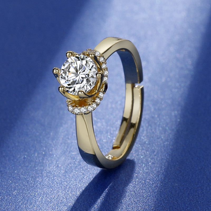 Morganite simple six-prong wedding ring