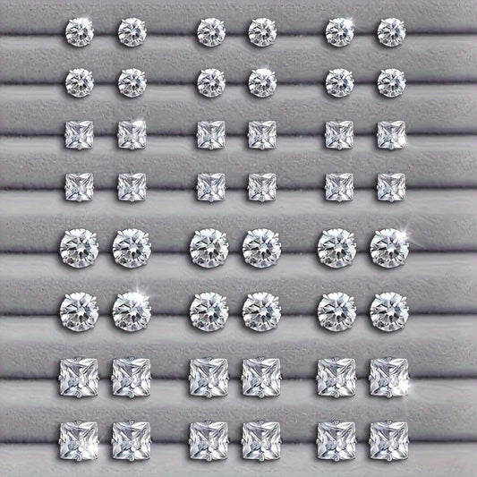 Geometric Rhinestone Earrings Set