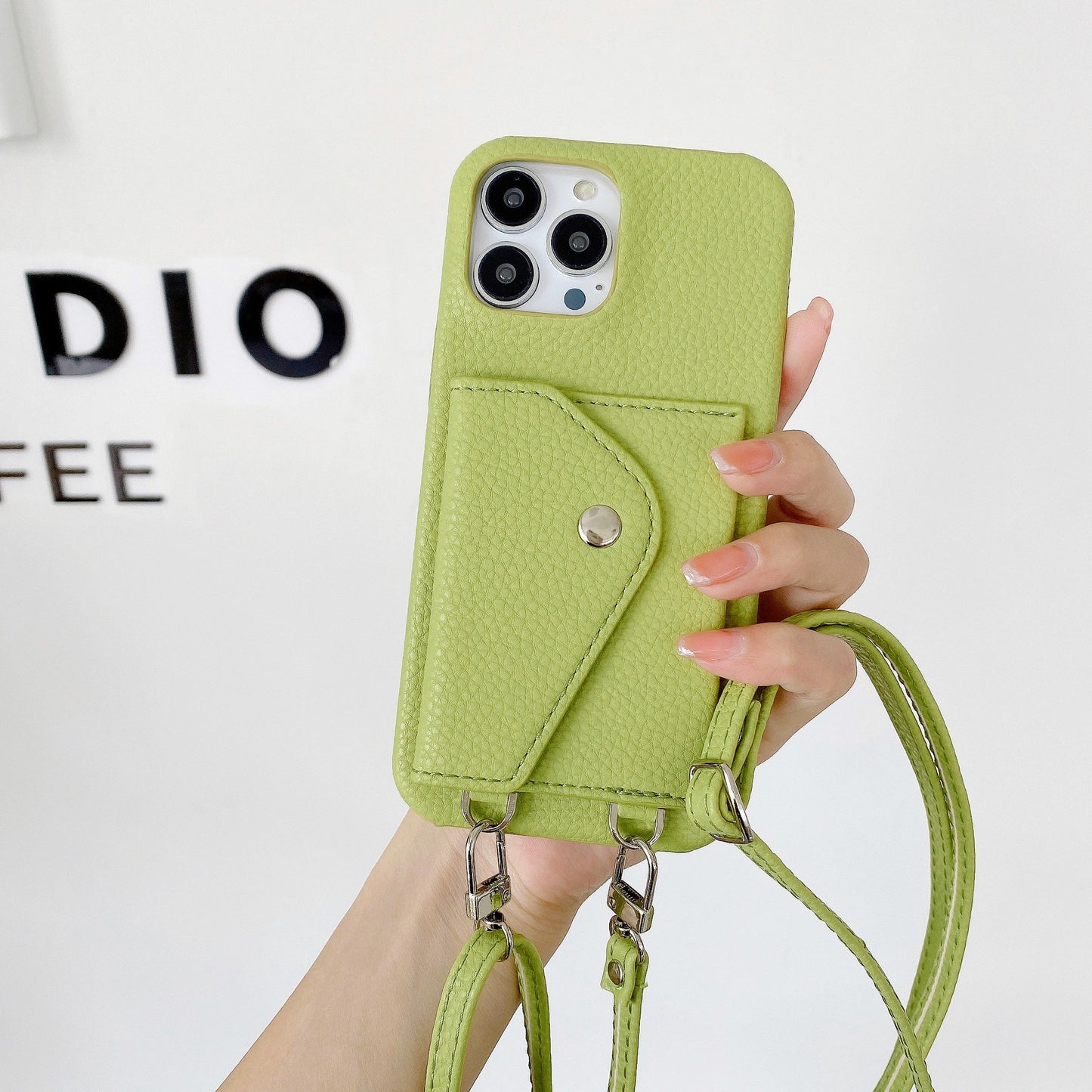 Litchi - grain Card - holder Phone Case