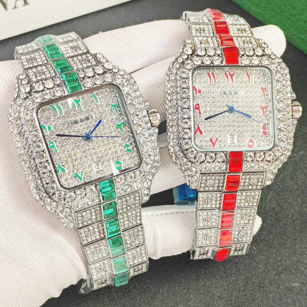 Fashion Square Diamond Quartz Watch for Men