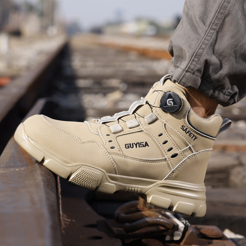 Men's Steel Toe Safety Shoes Anti-Puncture Lightweight with Smart Buckle