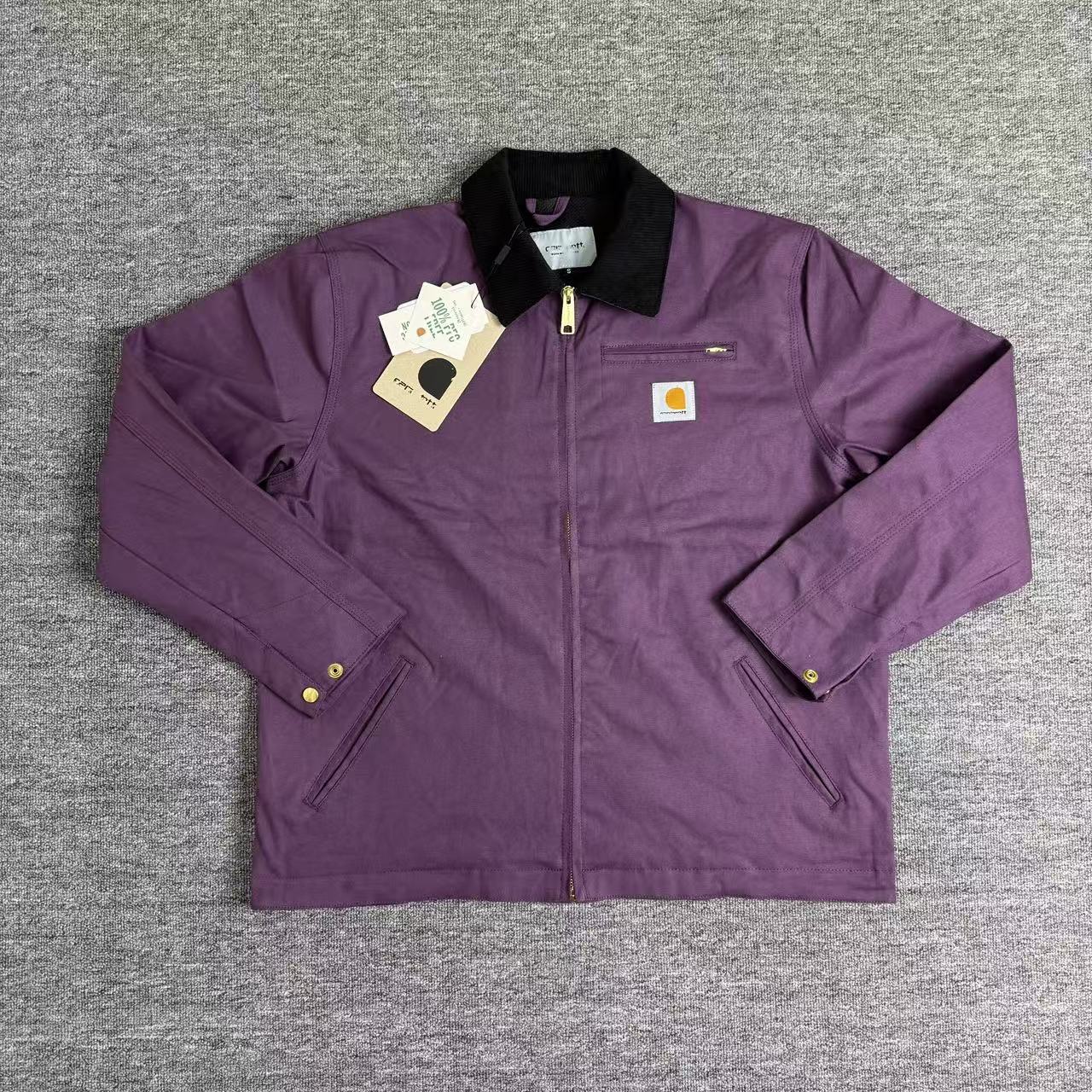 Thickened lapel canvas washed coat