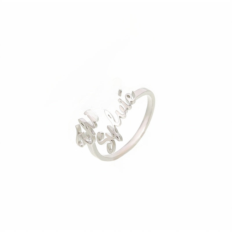 Stainless Steel English Letter Adjustable Ring