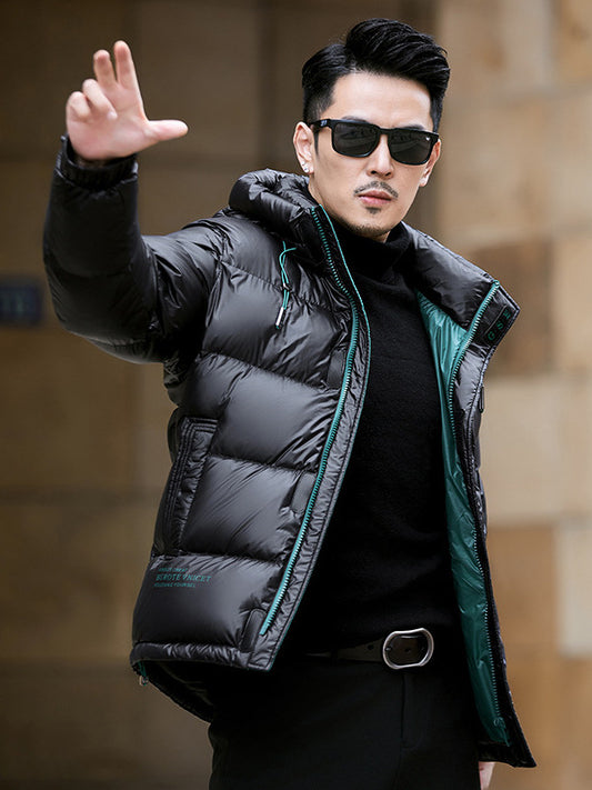 Men's Hooded Down Jacket Winter Warm Windproof