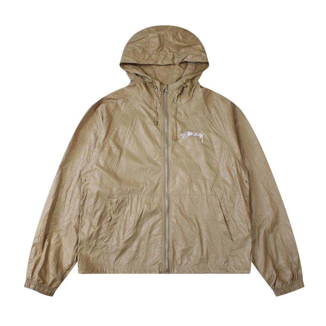 Vintage Pleated Hooded Sun Protection Jacket