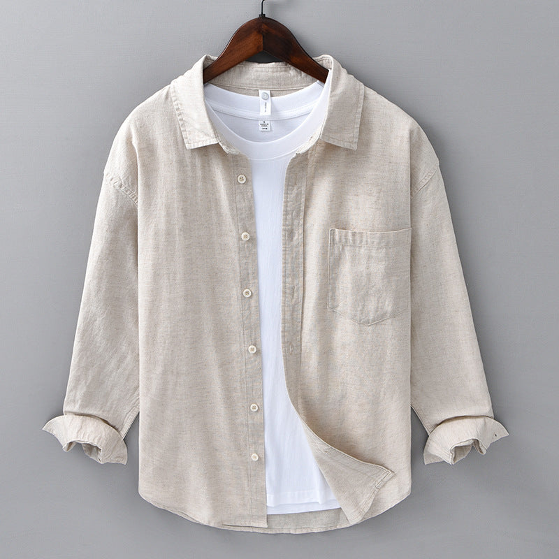 Men's Linen Long Sleeve Casual Shirt