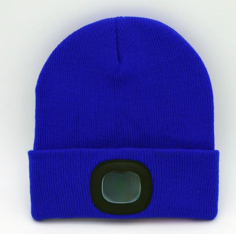 Outdoor sports LED button electronic light knitted hat