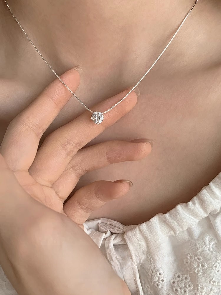 Mini Zircon Pendant Necklace Geometric Light Luxury Women