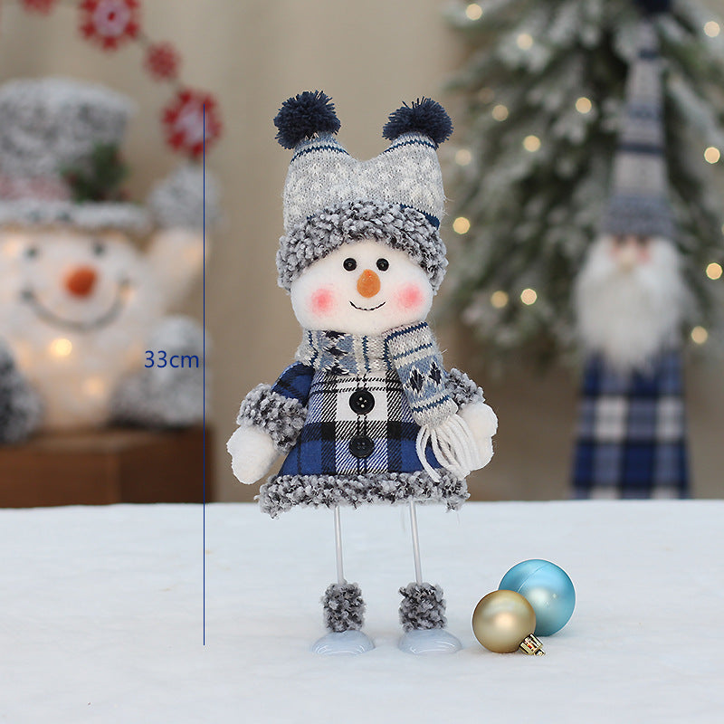 Blue Fabric Swing Snowman Doll Christmas Decoration