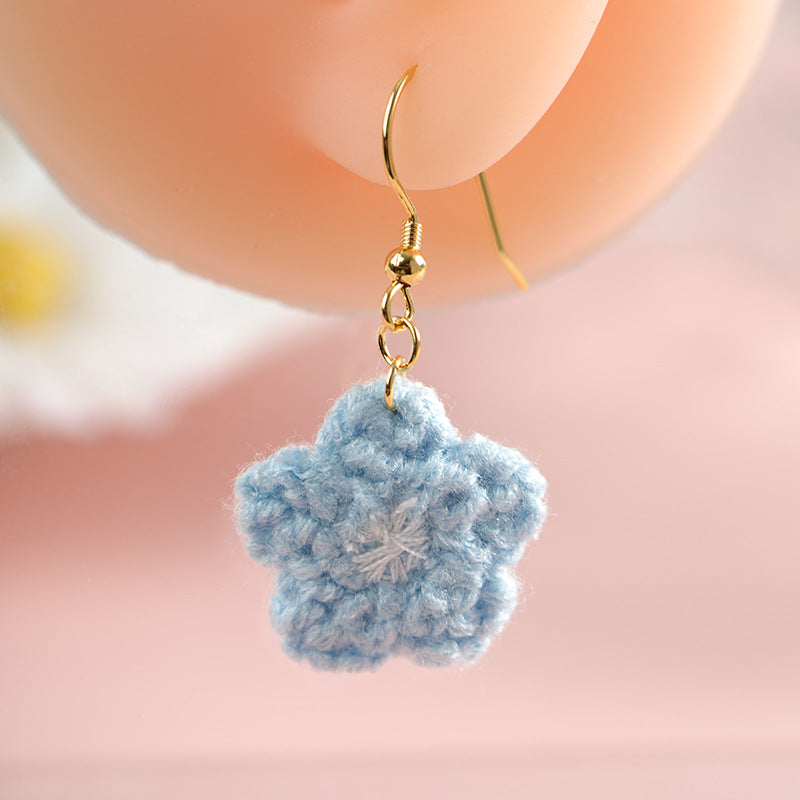 Forest Style Knitted Sunflower Earrings
