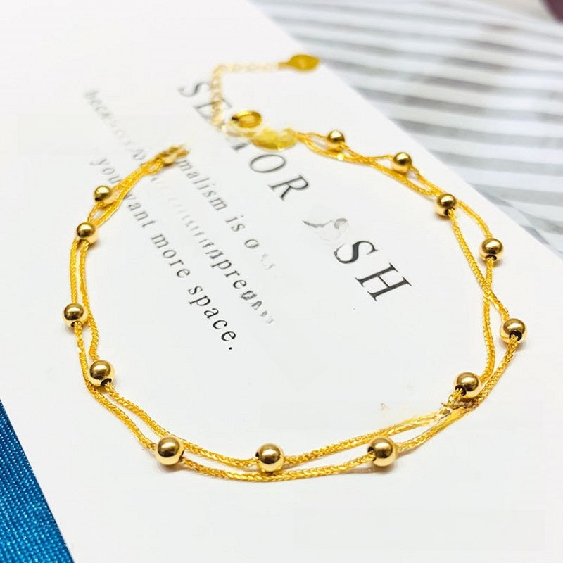 Adjustable 18K Gold Bead Bracelet