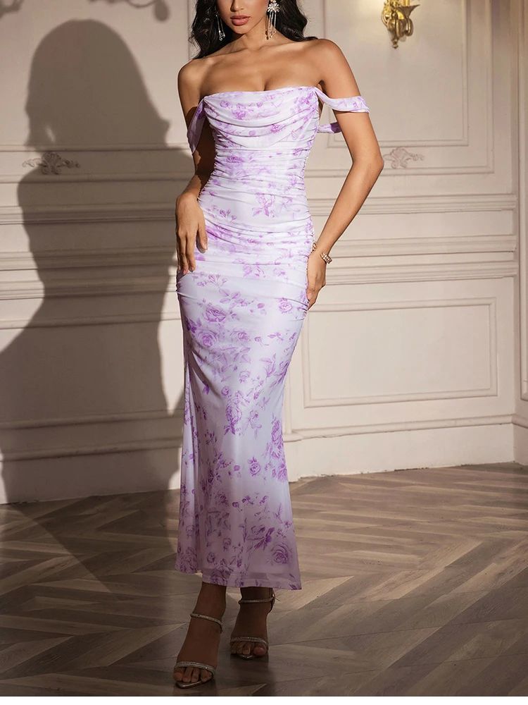 Solid Color One-Neck Hip-Hugging Dress