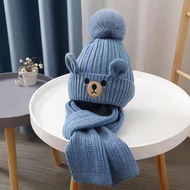 Children's Knitted Winter Hat and Scarf Set