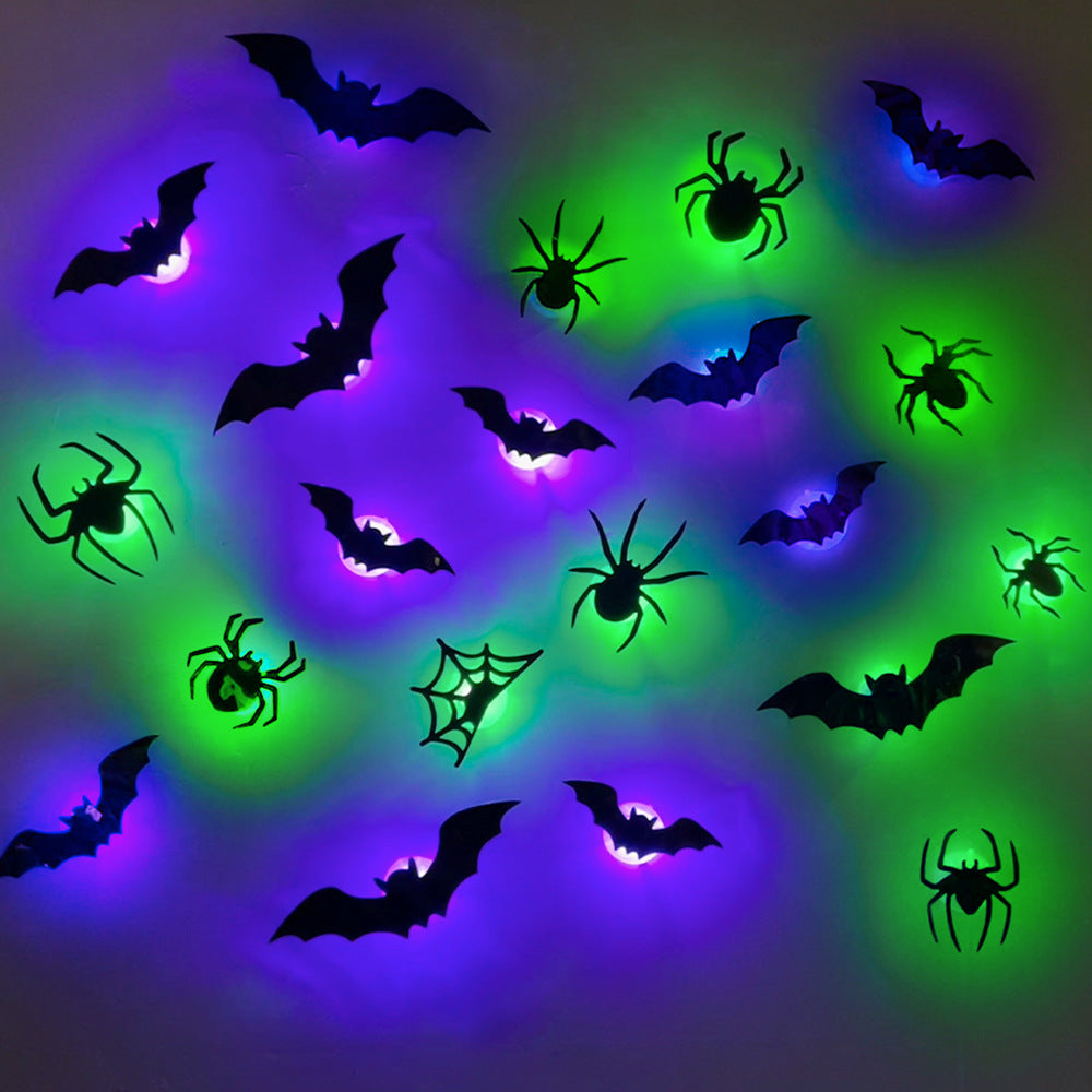 Halloween 3D Spider Bat LED Flashing Wall Stickers Decoration