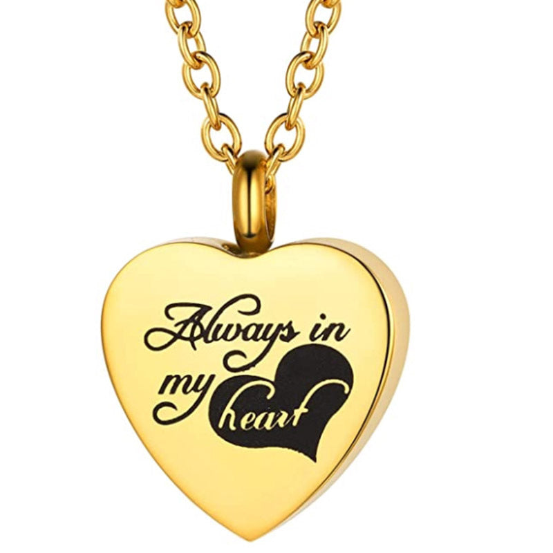 Stainless Steel Heart-shaped Ashes Pendant Necklace