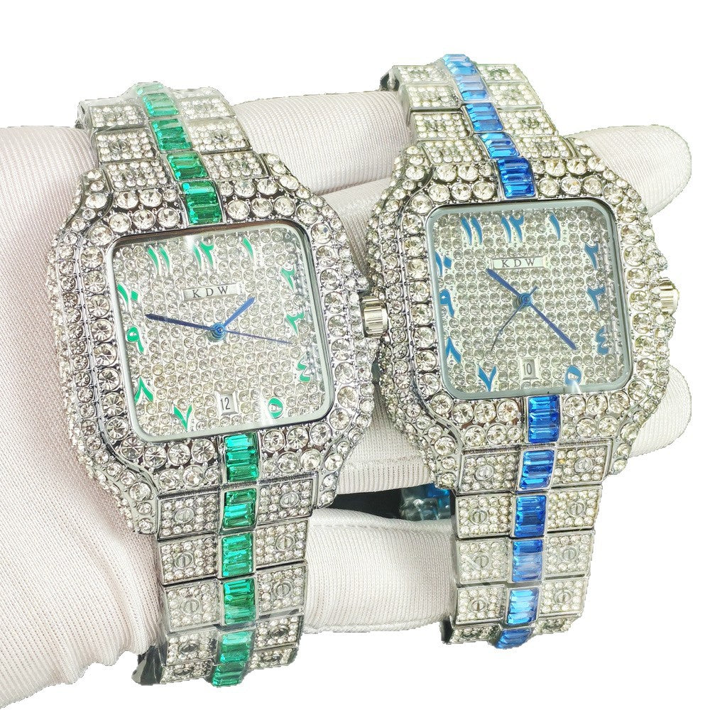 Fashion Square Diamond Quartz Watch for Men