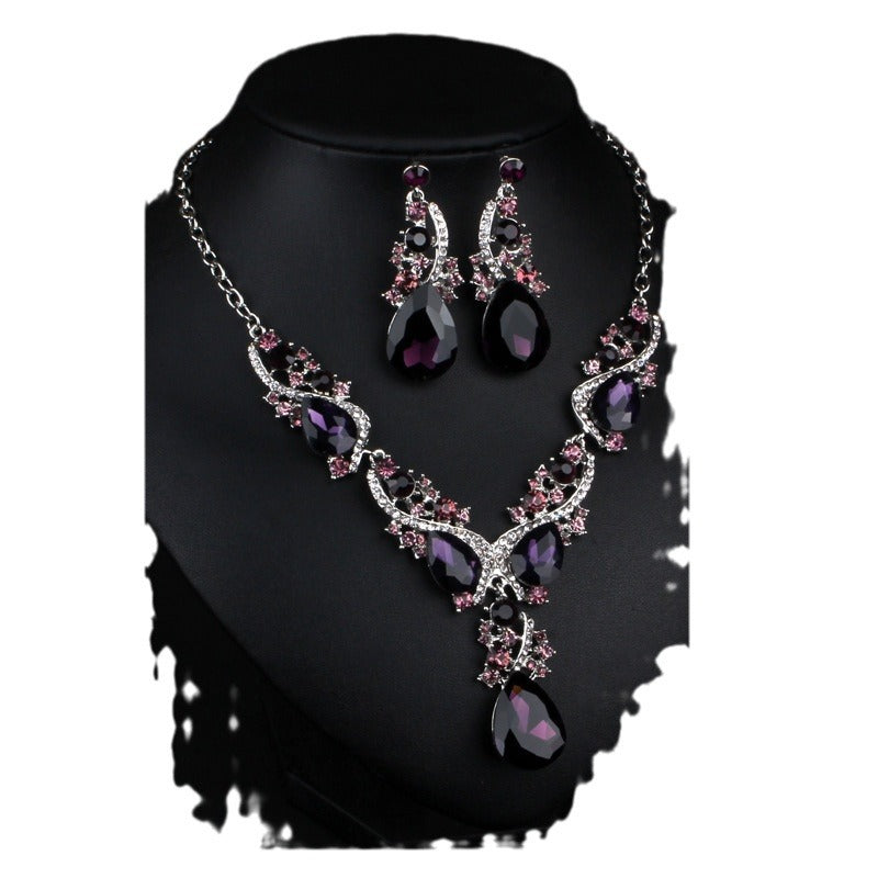 Collar chain earrings set