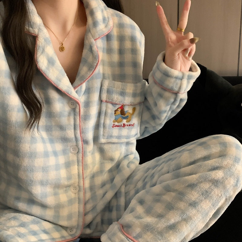 Women's Cartoon Coral Fleece Pajama Set