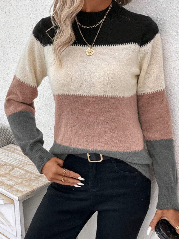 Contrast color sweater