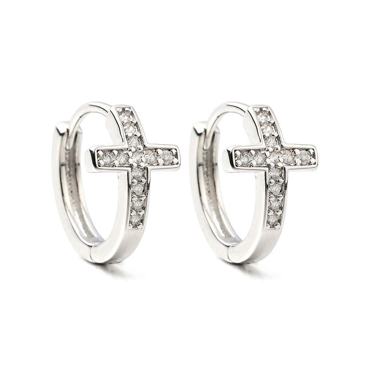 Geometric Cross Zircon Earrings