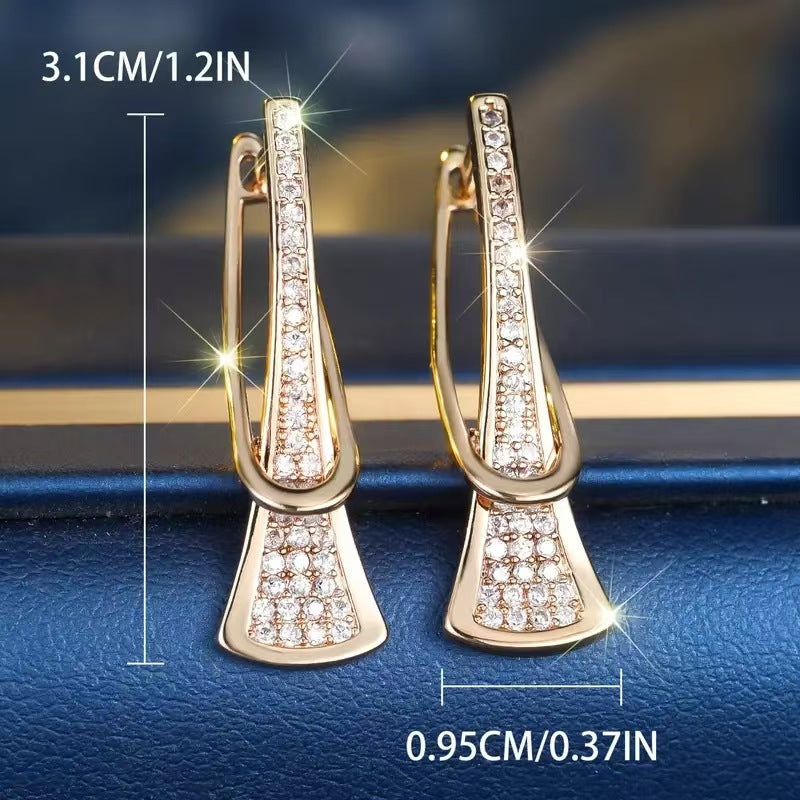 Women's Rose Gold Geometric Earrings with Zirconia