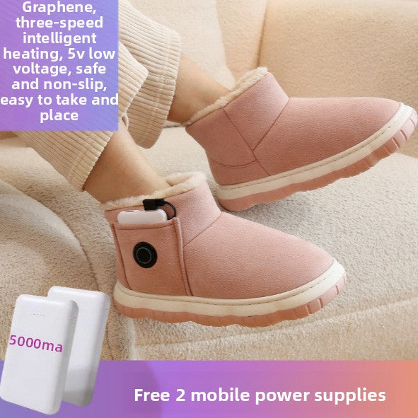 Graphene USB Rechargeable Electric Heating Shoes with Portable Power Bank