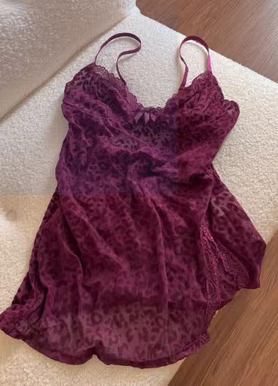 Pink leopard print tight nightgown