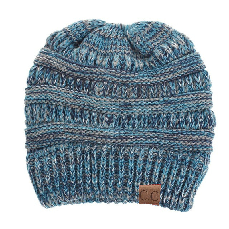 Ponytail Patch Knitted Winter Hat