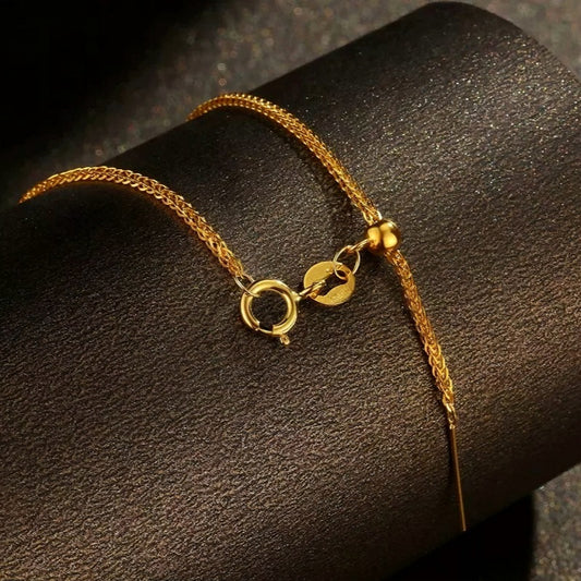 Adjustable 18K Gold Plain Chain Bracelet