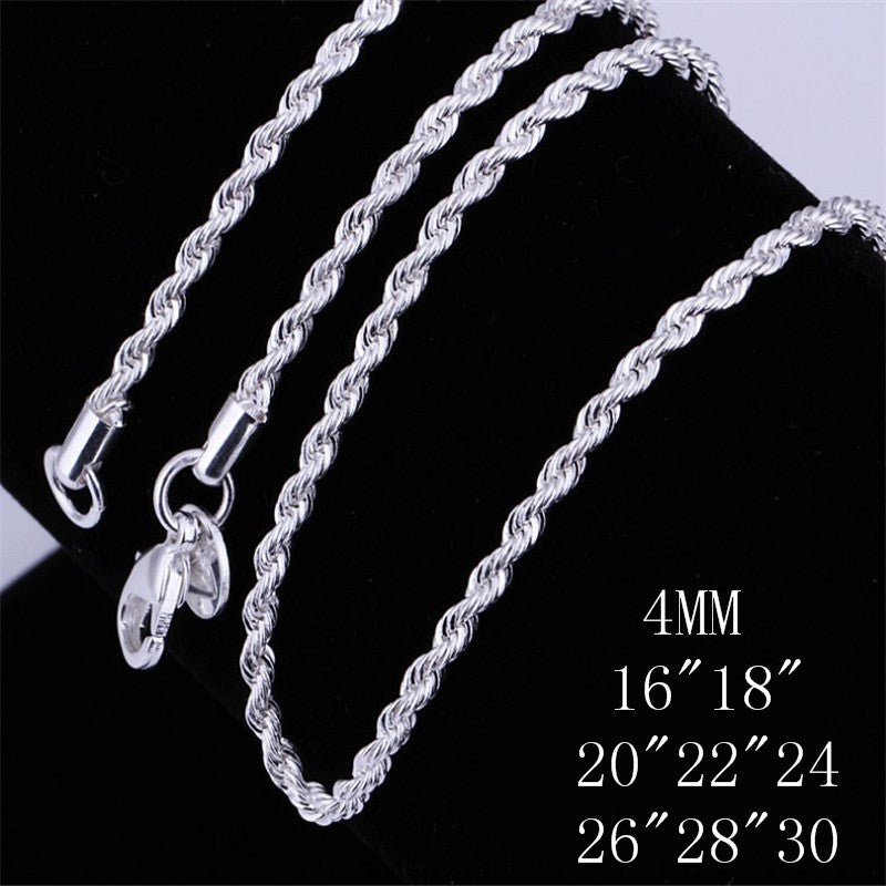 Silver Plated Twist Rope Necklace