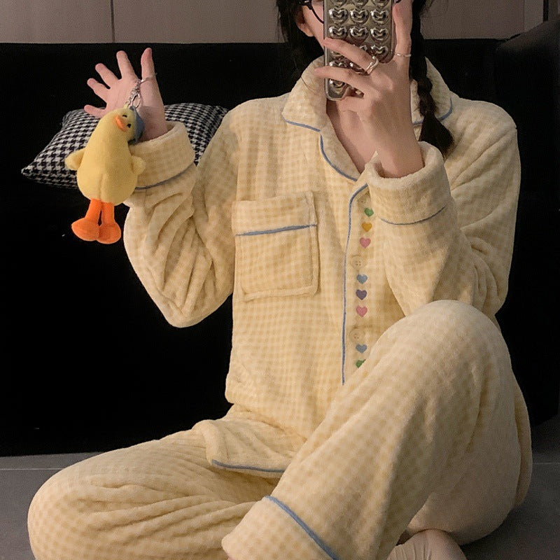 Women's Cartoon Coral Fleece Pajama Set