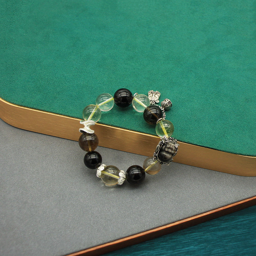 Elastic Crystal Bead Bracelet with Amethyst Citrine