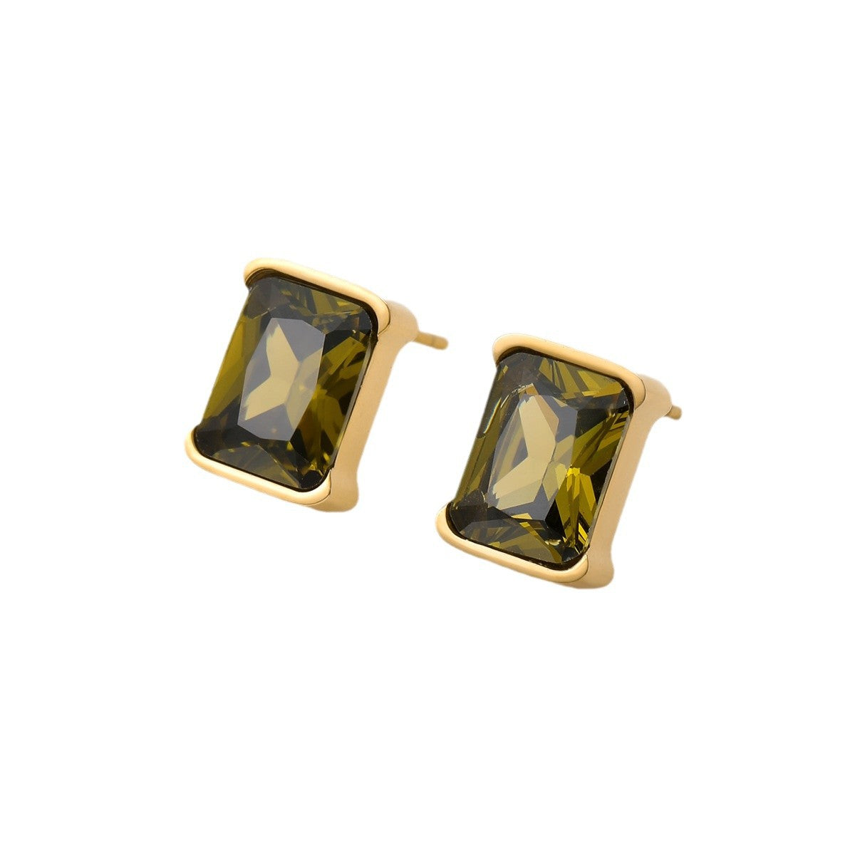 Niche Simple Titanium Steel Square Zircon Earrings Cross-Border Popular Same Style Ladies Non-Fading Stainless Steel Earrings Earrings