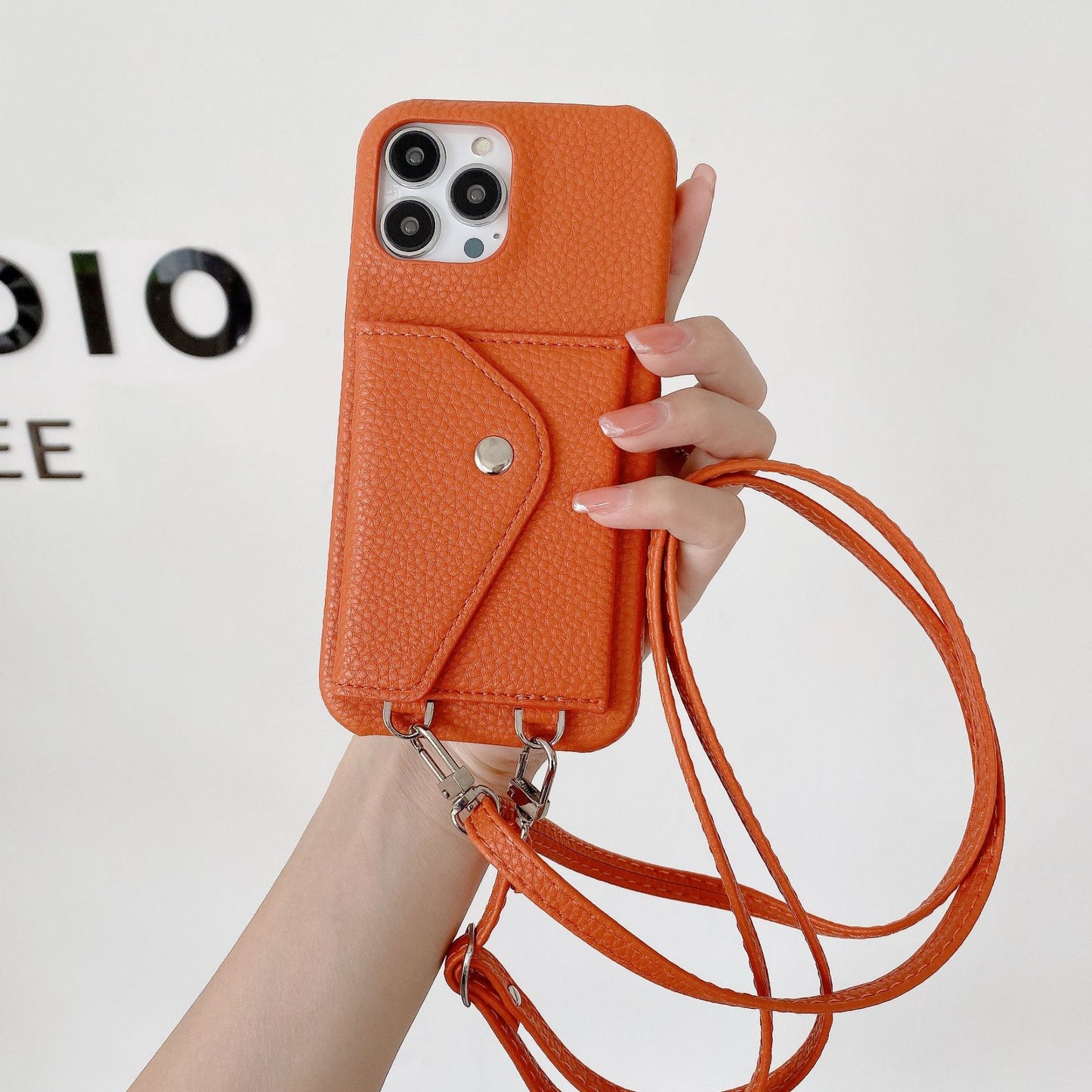 Litchi - grain Card - holder Phone Case